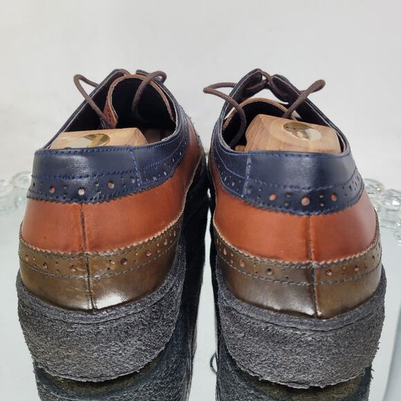 British Walker Shoes Wingtip Low Playboy Leather Mens 11 Brown Rust Blue 99.5% main image 7